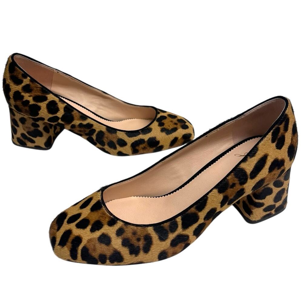 J Crew Leopard Calf Hair Block-Heel Celia Pumps Heels | Womens 8  *EUC* - Picture 8 of 13